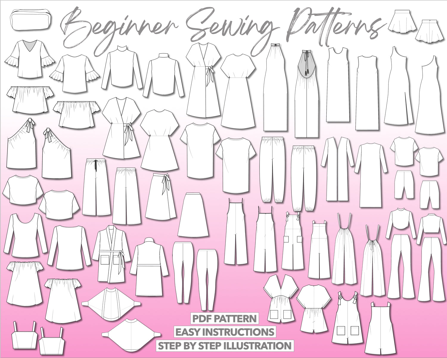 Illustration and detailed description for Beginner Sewing Patterns