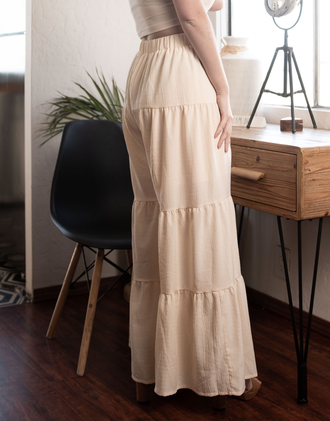 Side view of Boho Tiered Pants.