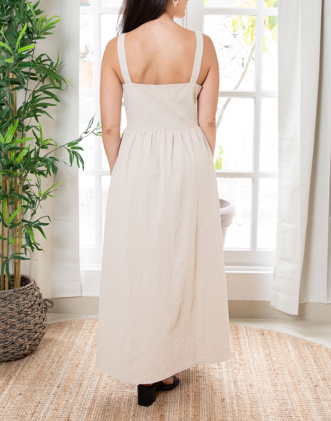 Back view of Button Down Sweetheart Long Dress.