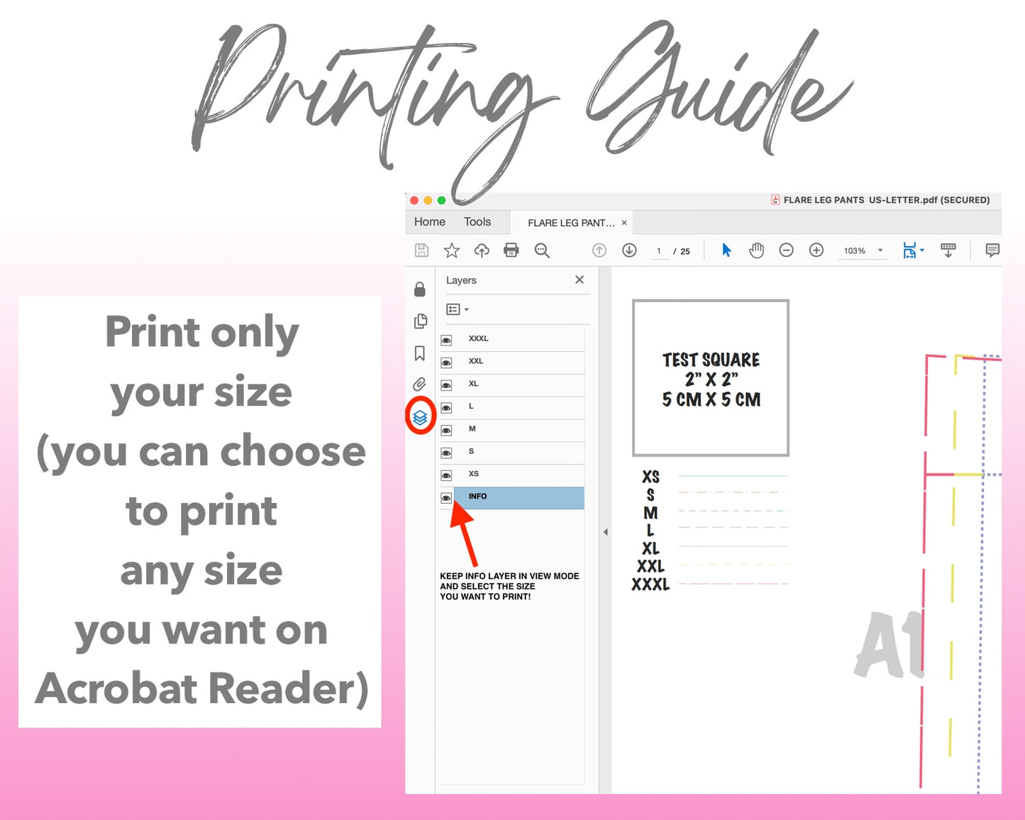 Flare Leg Knit Pants sewing pattern printing guide.