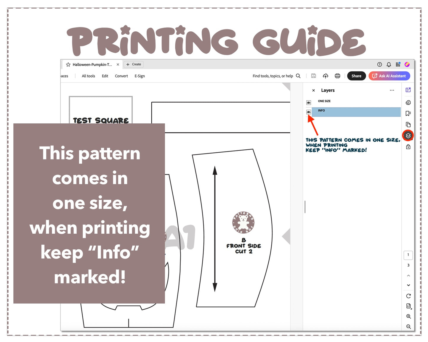 Halloween Pumpkin Trick Or Treat Bag sewing pattern printing guide.
