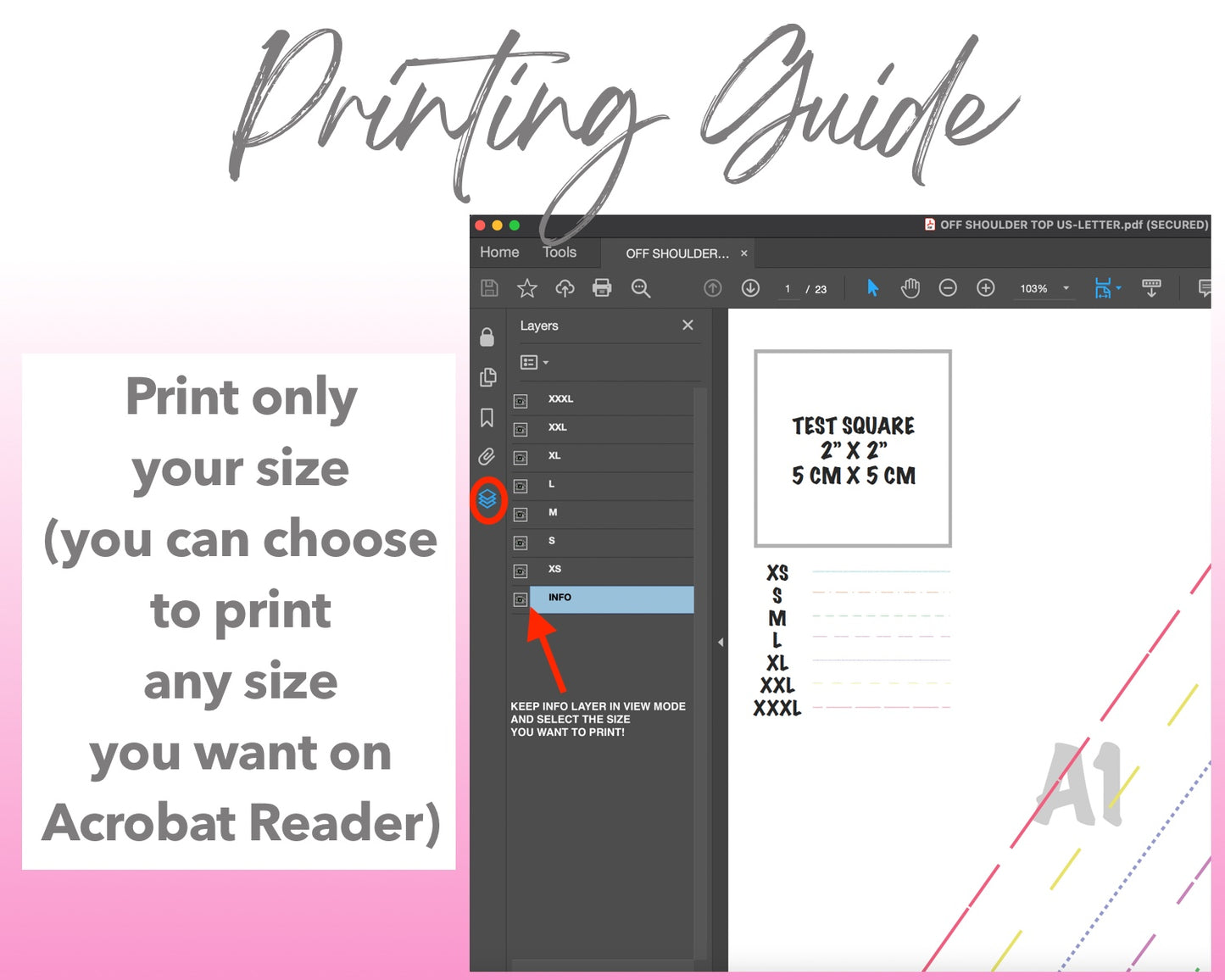 Off Shoulder Crop Top sewing pattern printing guide.