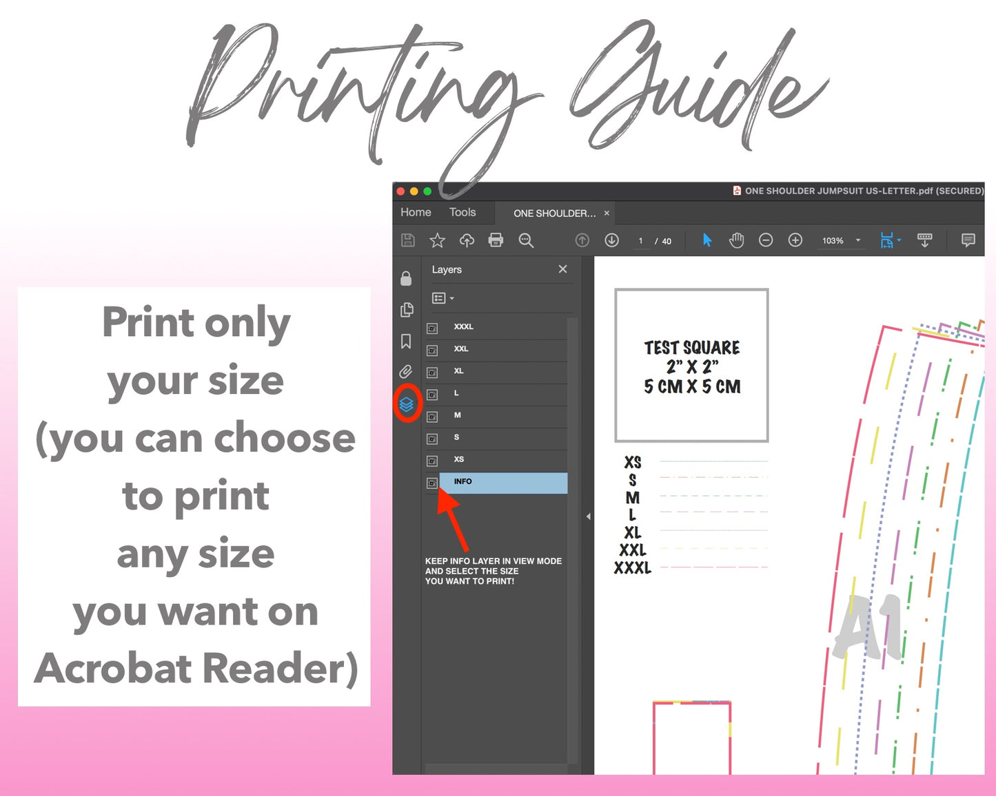 One Shoulder Pleats Jumpsuit sewing pattern printing guide.