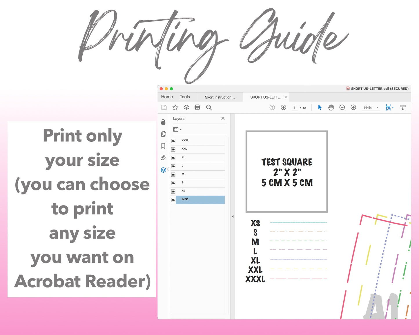 Split Hem Knit Skort sewing pattern printing guide.
