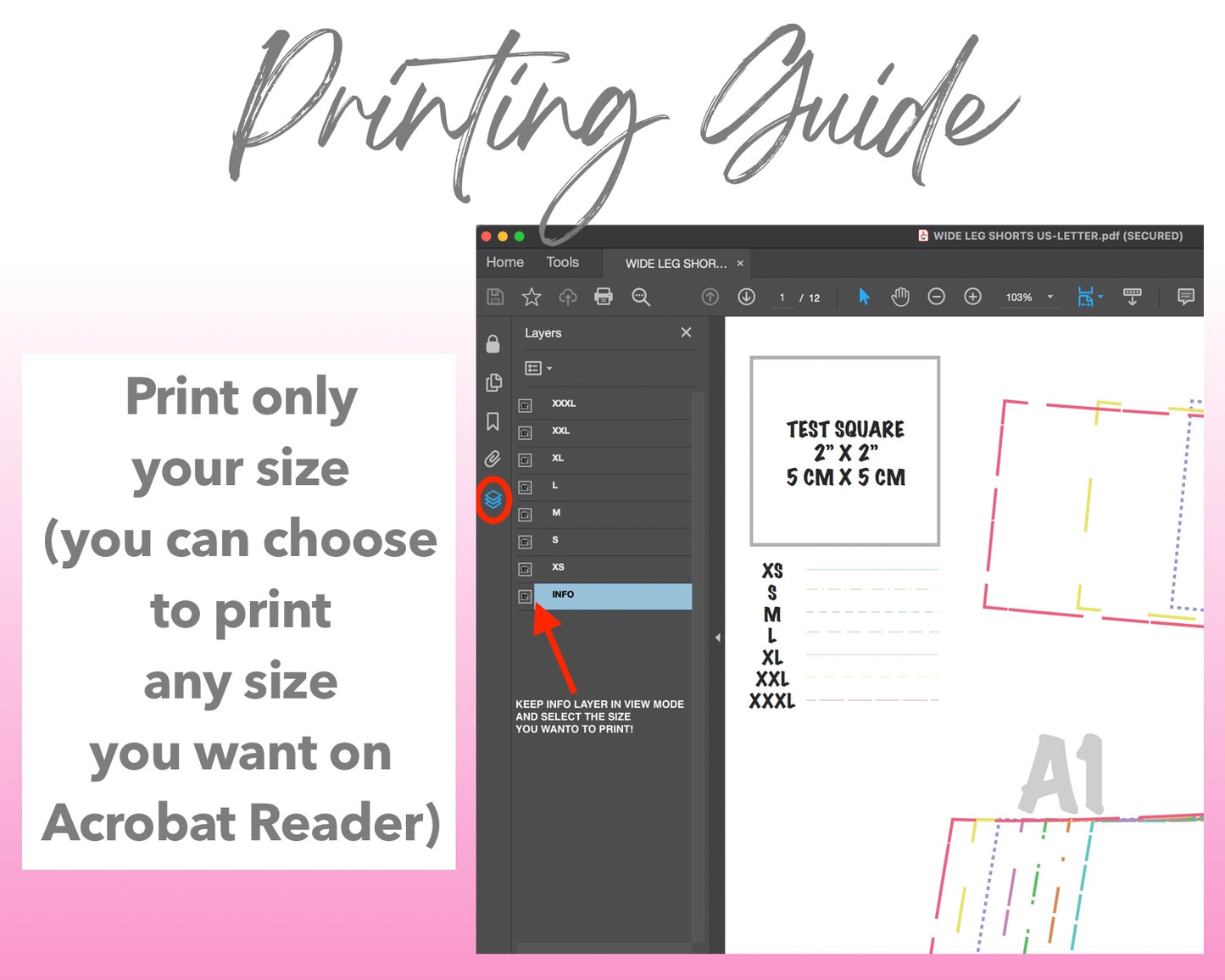 Wide Leg Pleats Shorts sewing pattern printing guide.