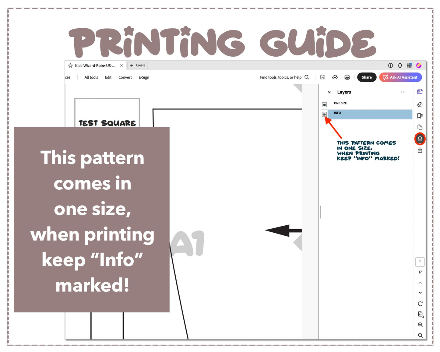 Kids Wizard Robe sewing pattern printing guide.