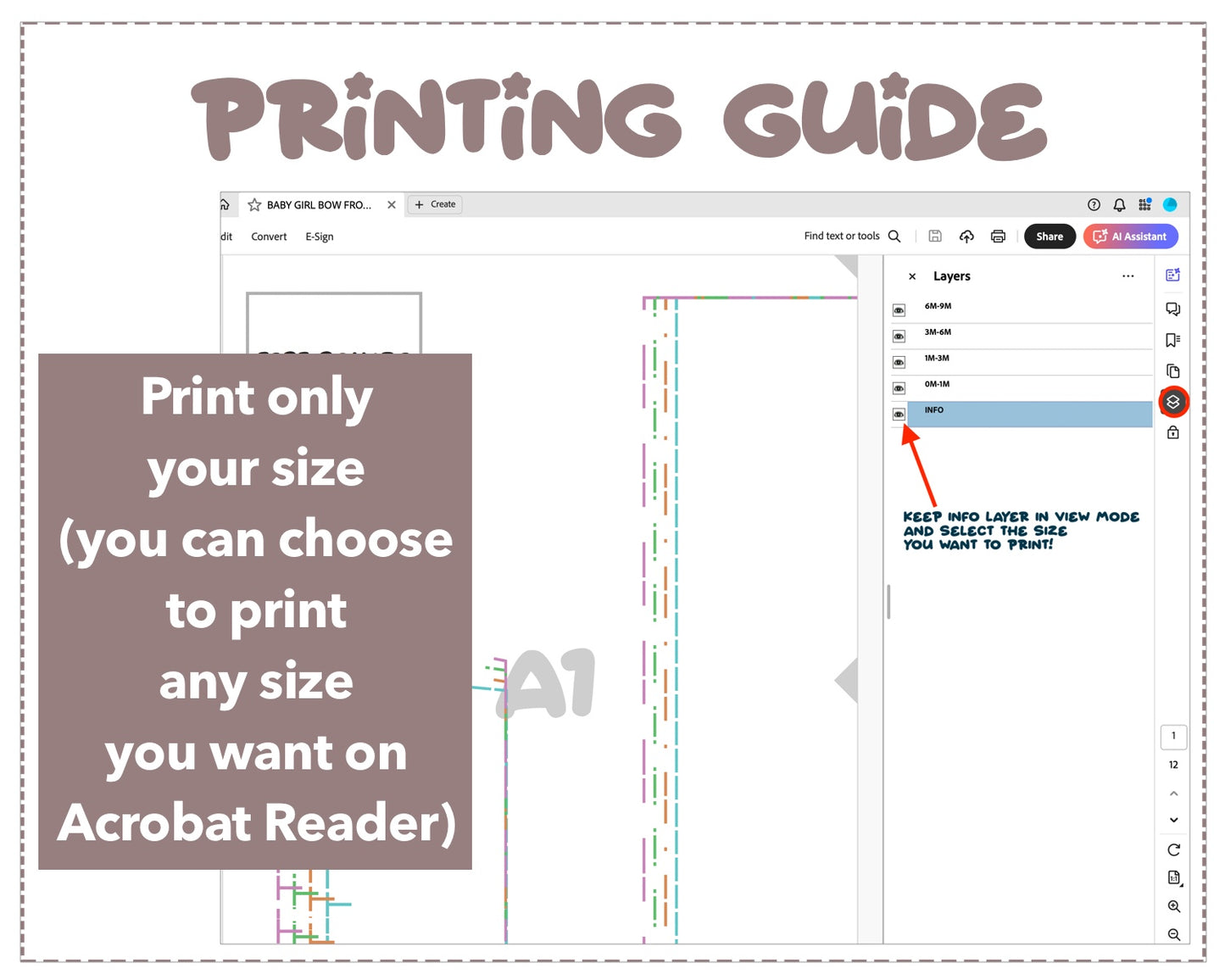 Baby Girl Bow Front Cami Dress sewing pattern printing guide.