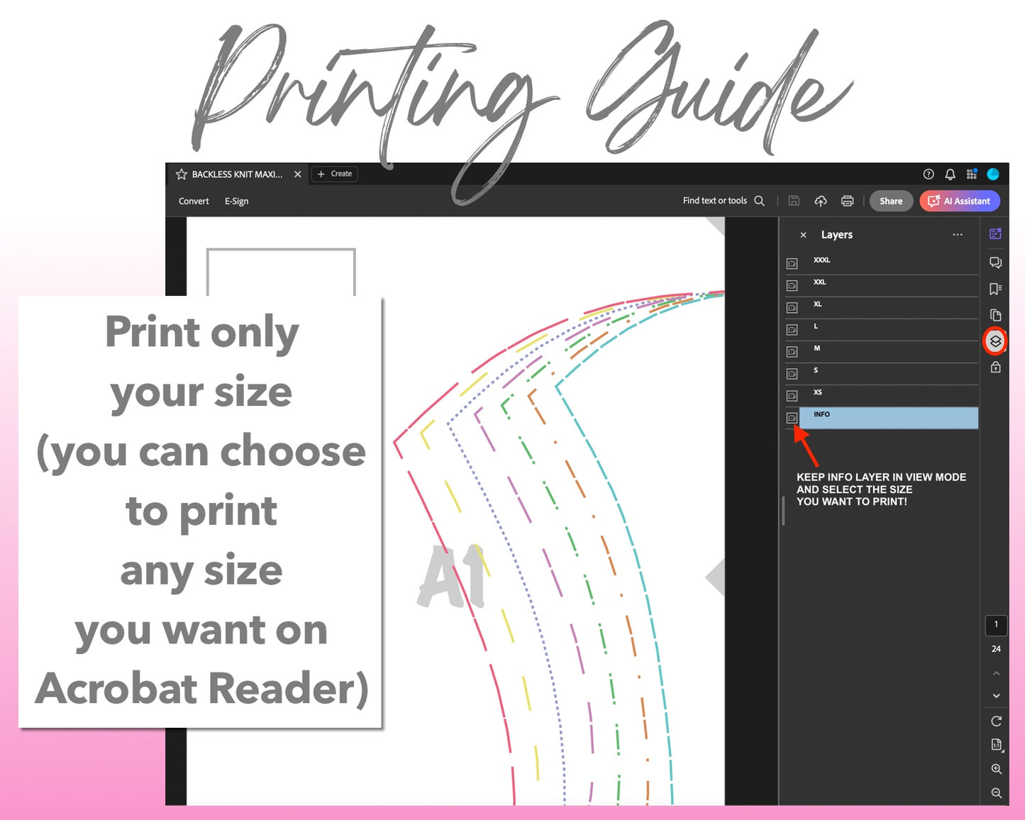 Backless Knit Maxi Dress sewing pattern printing guide.