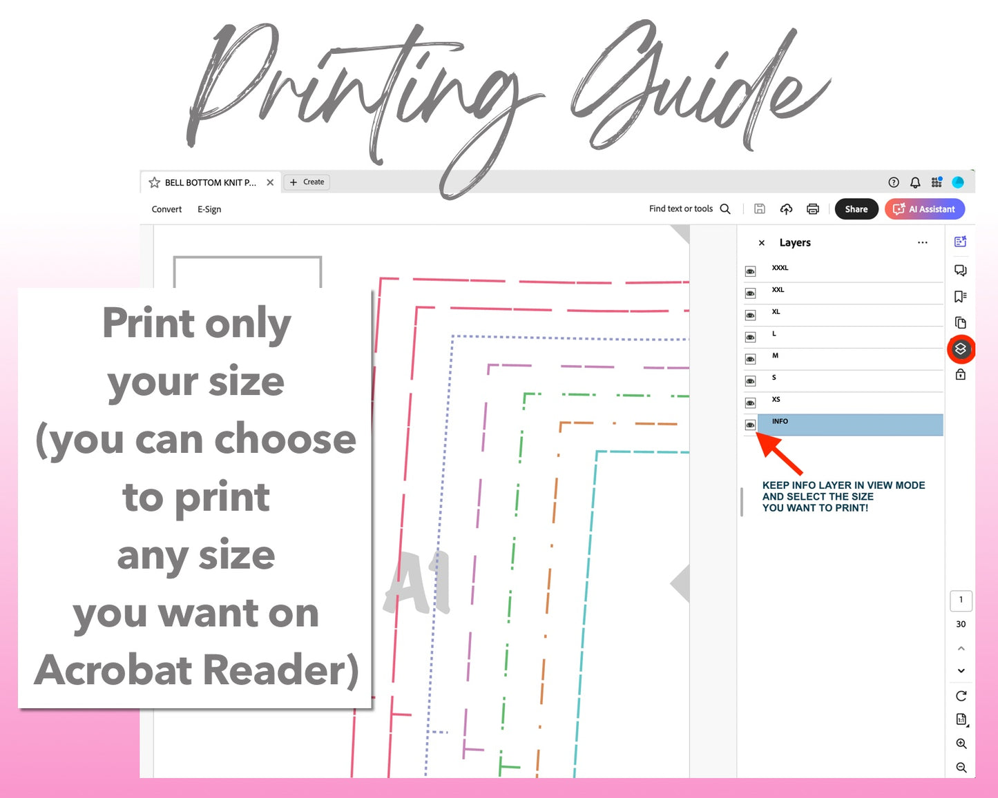 Bell Bottom Knit Pants sewing pattern printing guide.