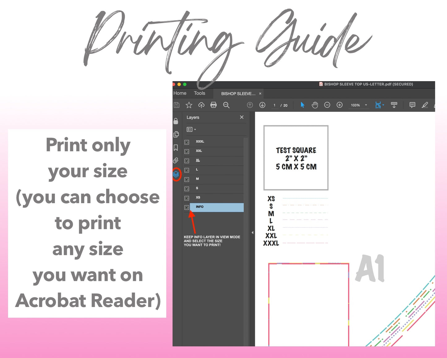 Bishop Sleeve Top sewing pattern printing guide.