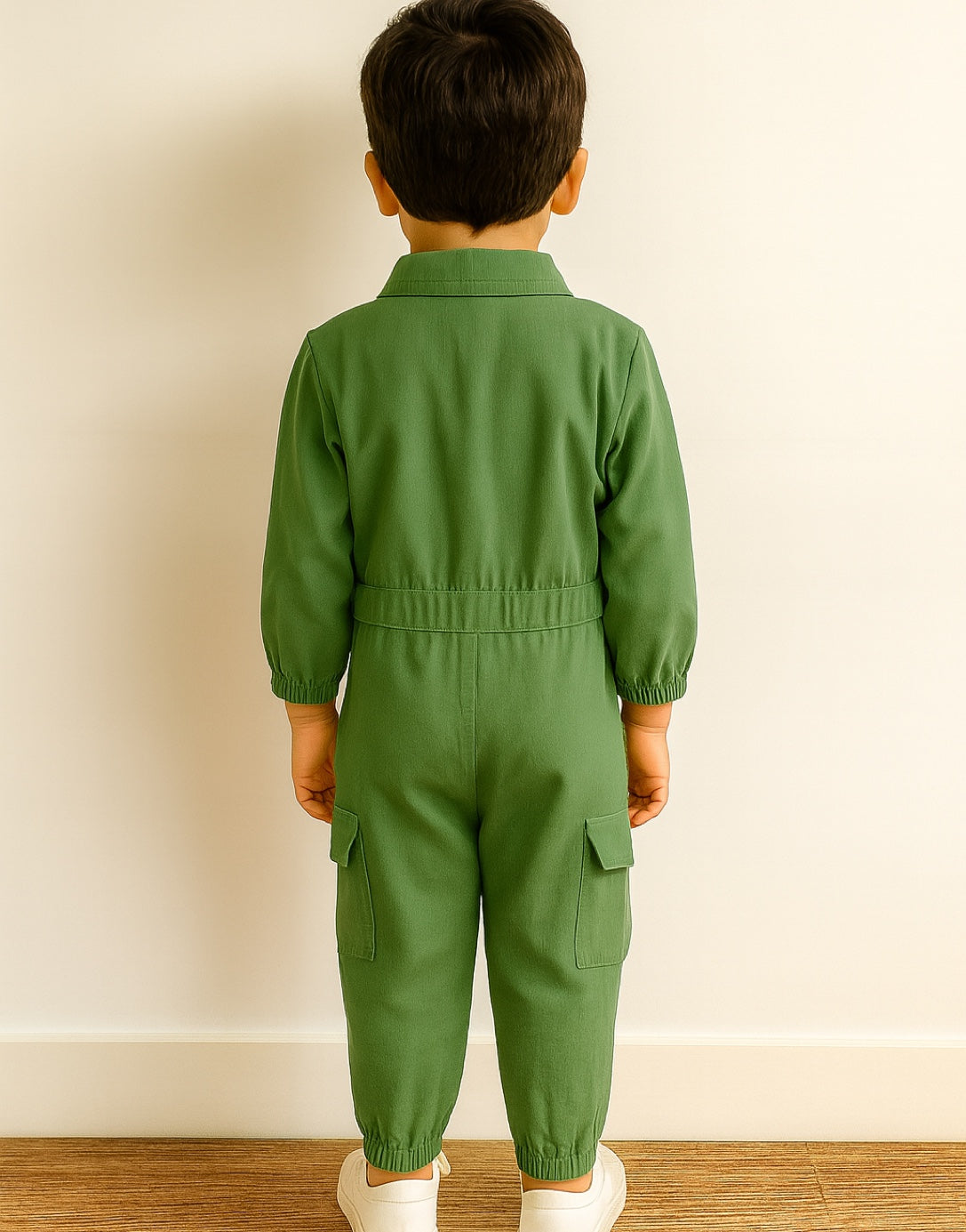 Back view of Boys Cargo Utility Flightsuit Jumpsuit.