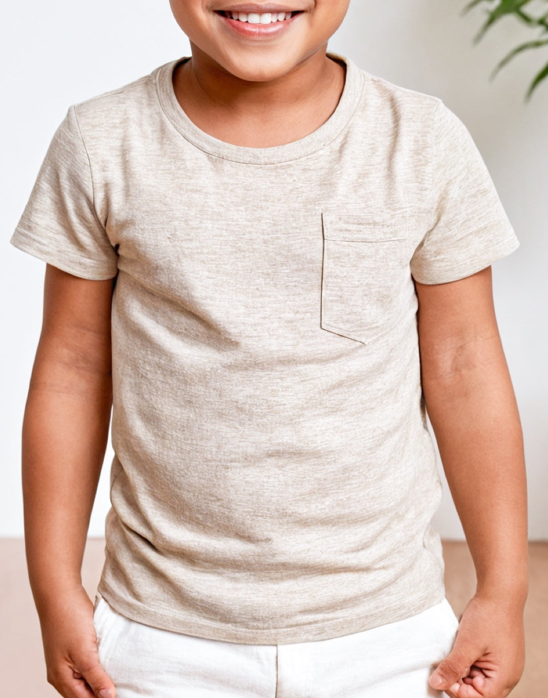 Front view of Boys Pocket Patched Tee.