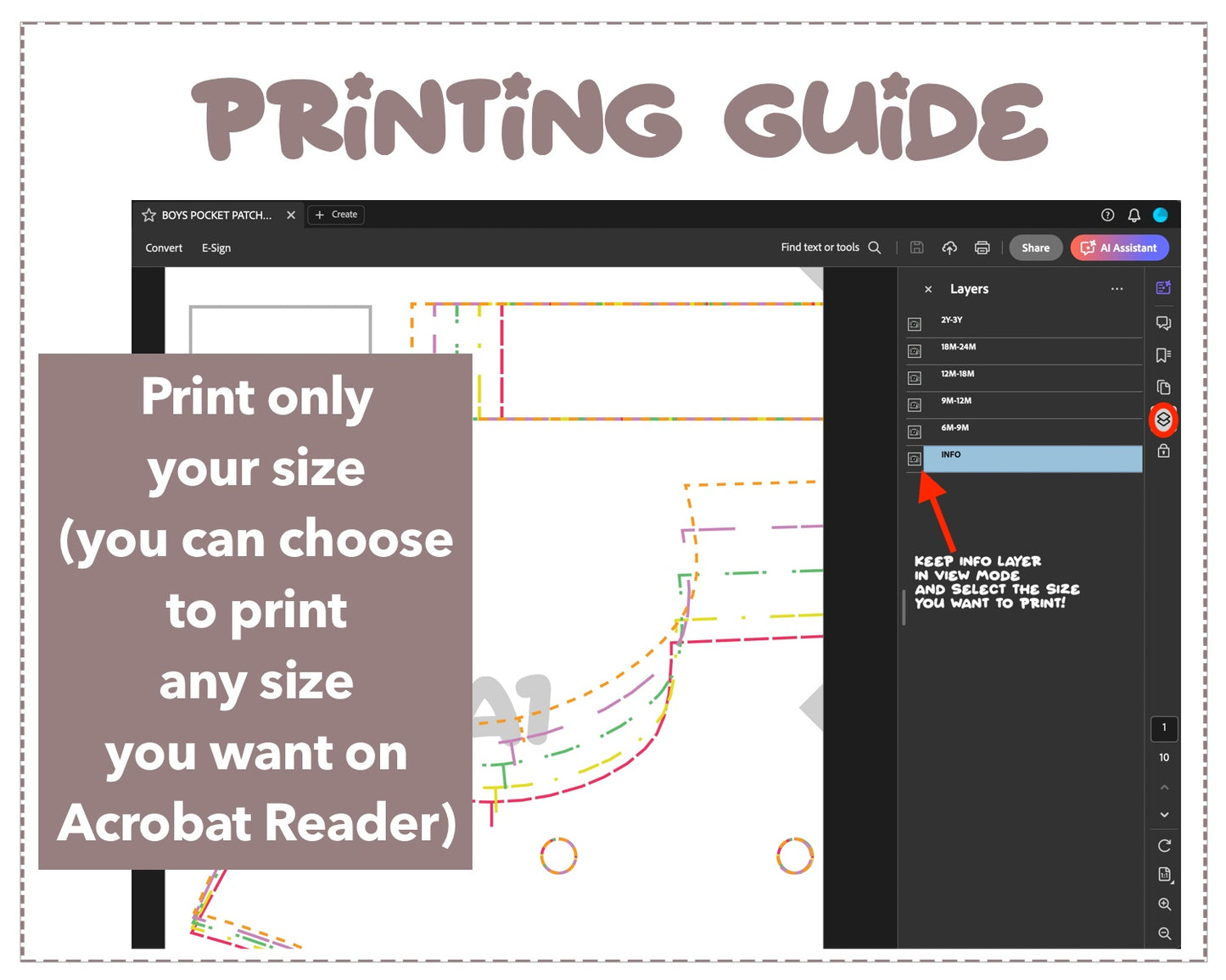Boys Pocket Patched Tee sewing pattern printing guide.