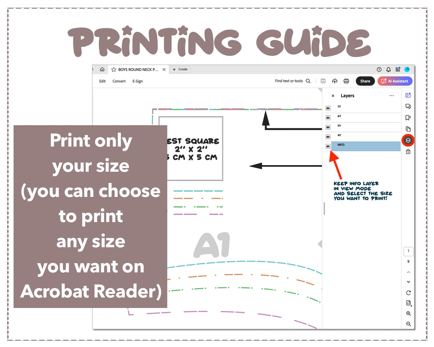 Boys Round Neck Pocket Tank Top sewing pattern printing guide.