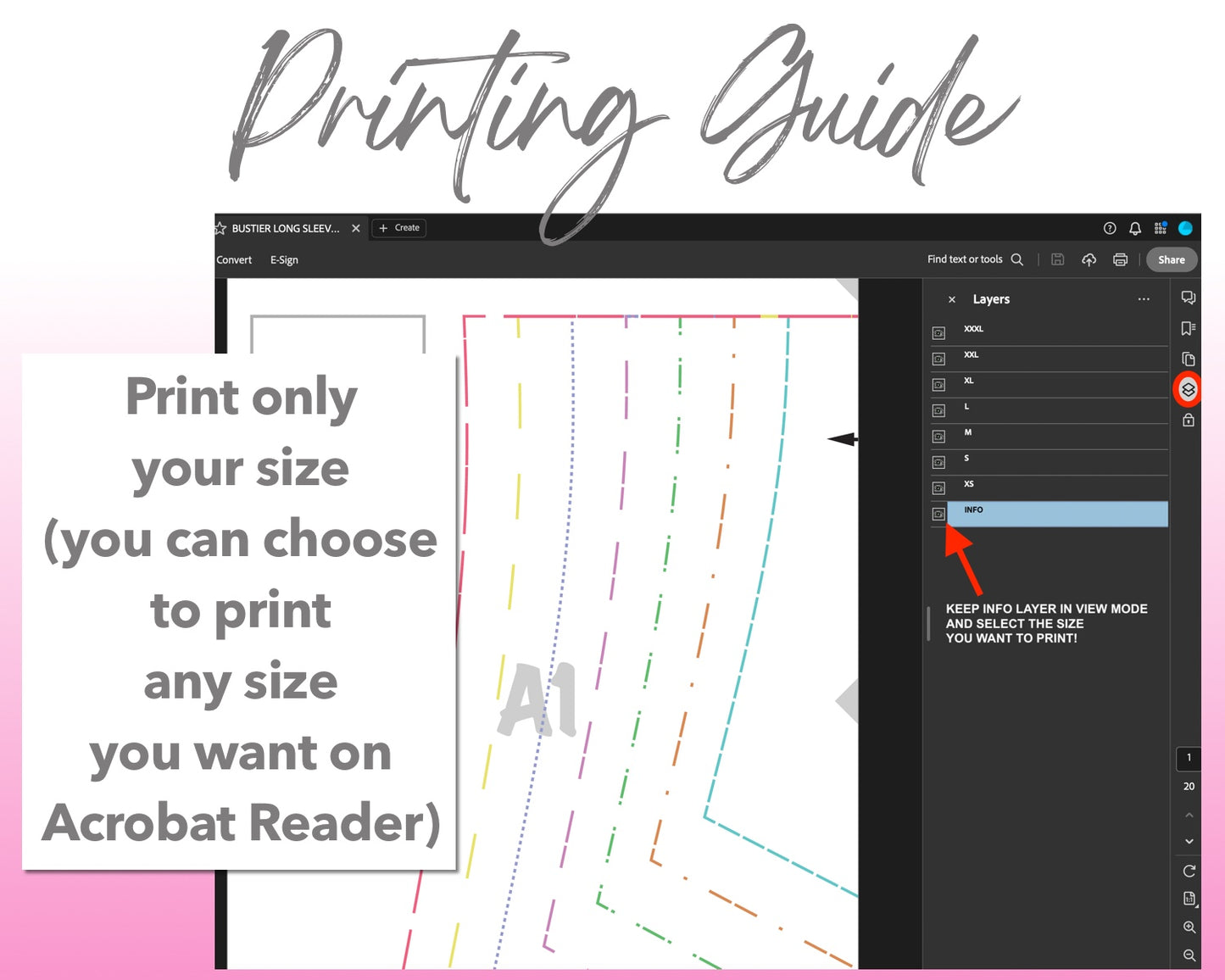 Bustier Long Sleeve Top sewing pattern printing guide.