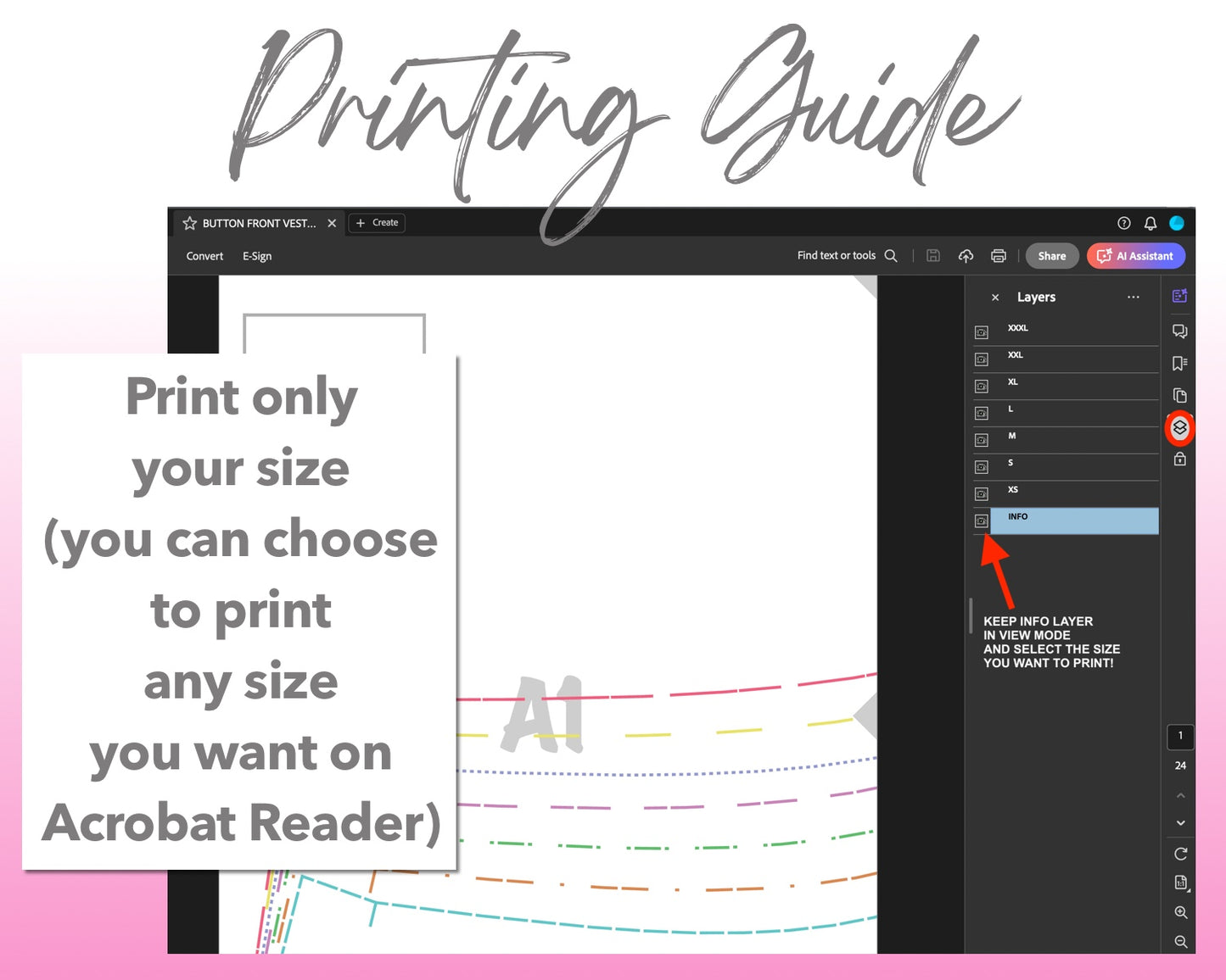 Button Front Vest and Short Set sewing pattern printing guide.