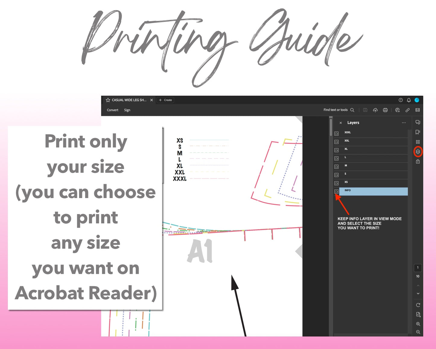 Casual Wide Leg Shorts sewing pattern printing guide.