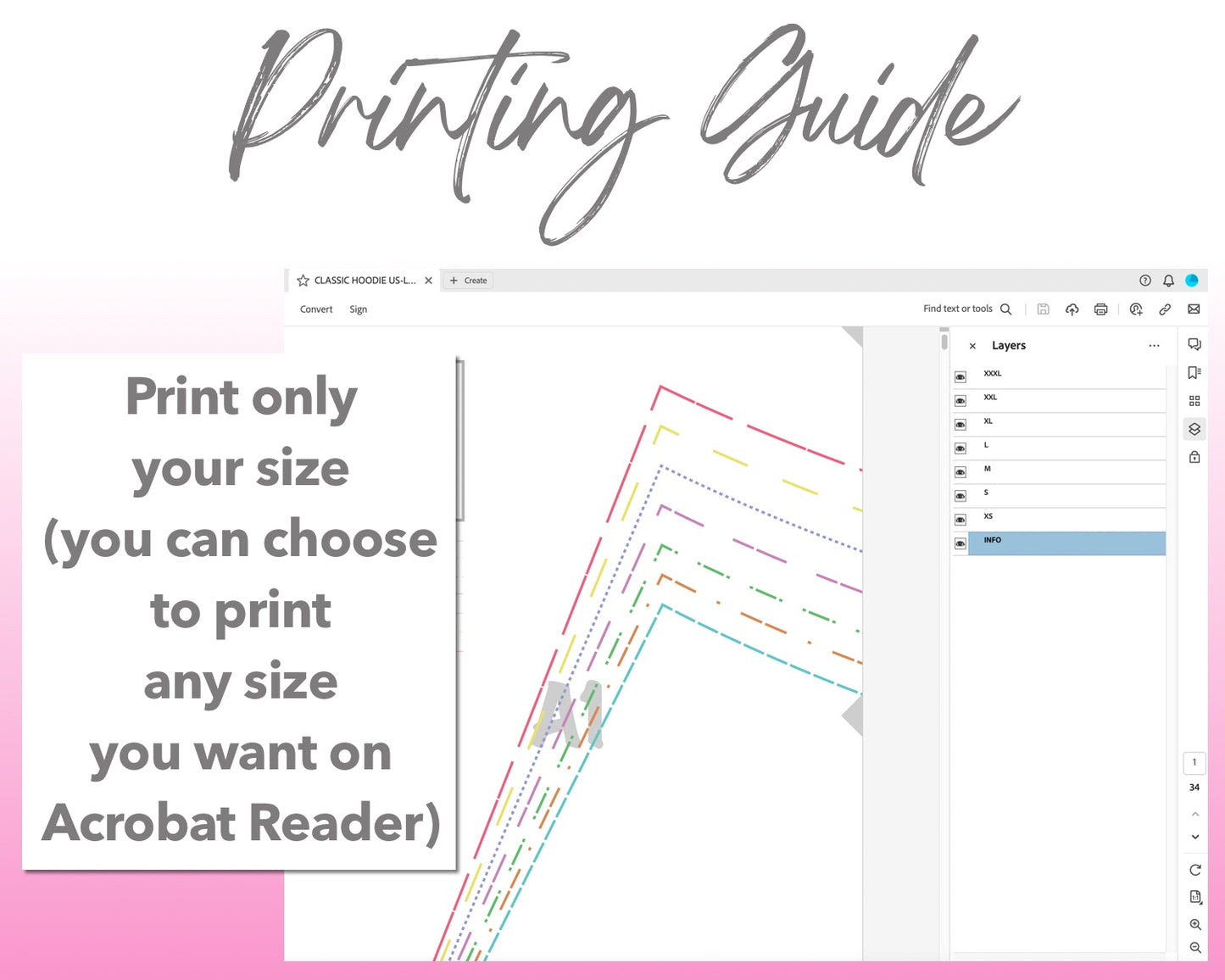 Classic Hoodie sewing pattern printing guide.