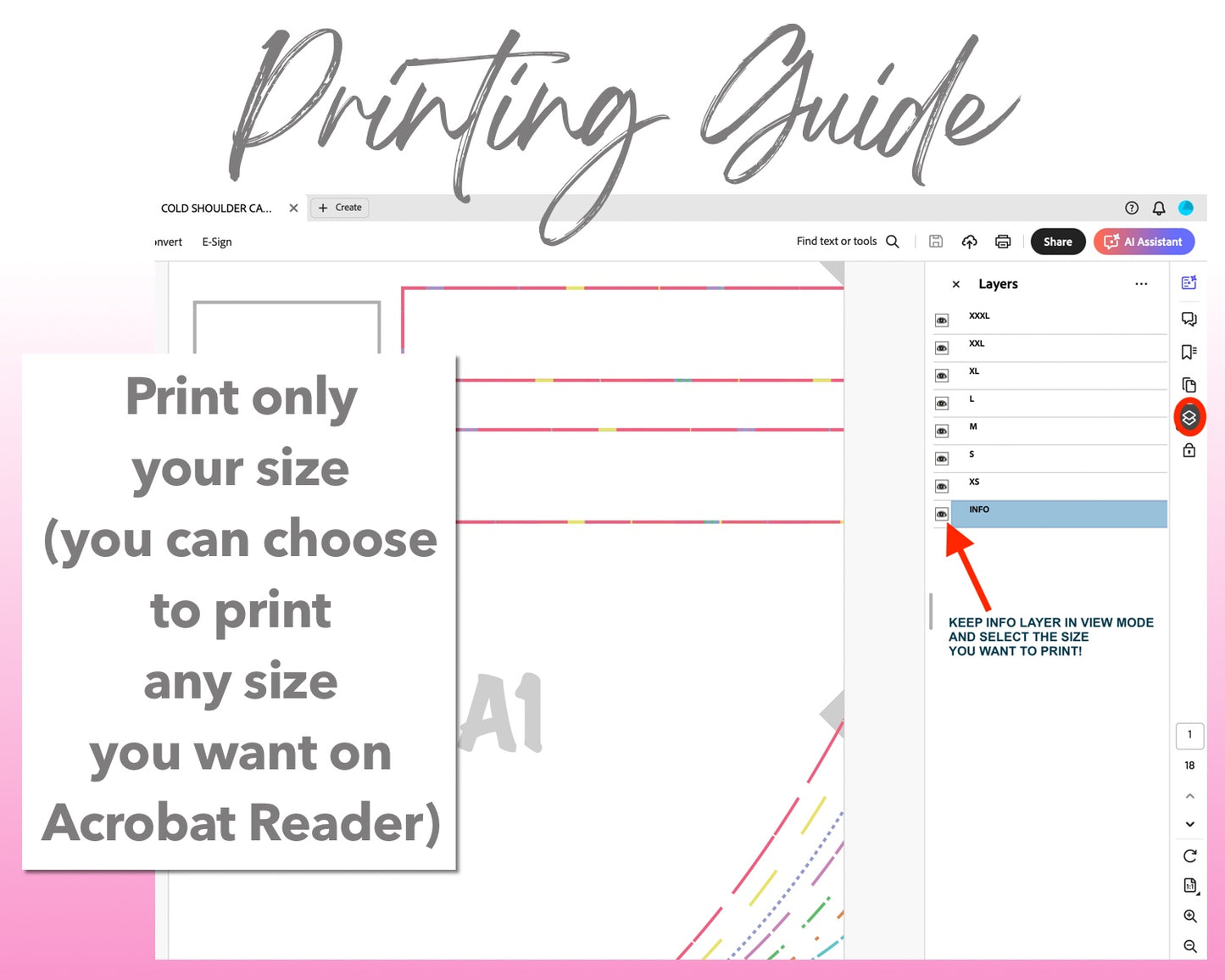 Cold Shoulder Cami Top sewing pattern printing guide.