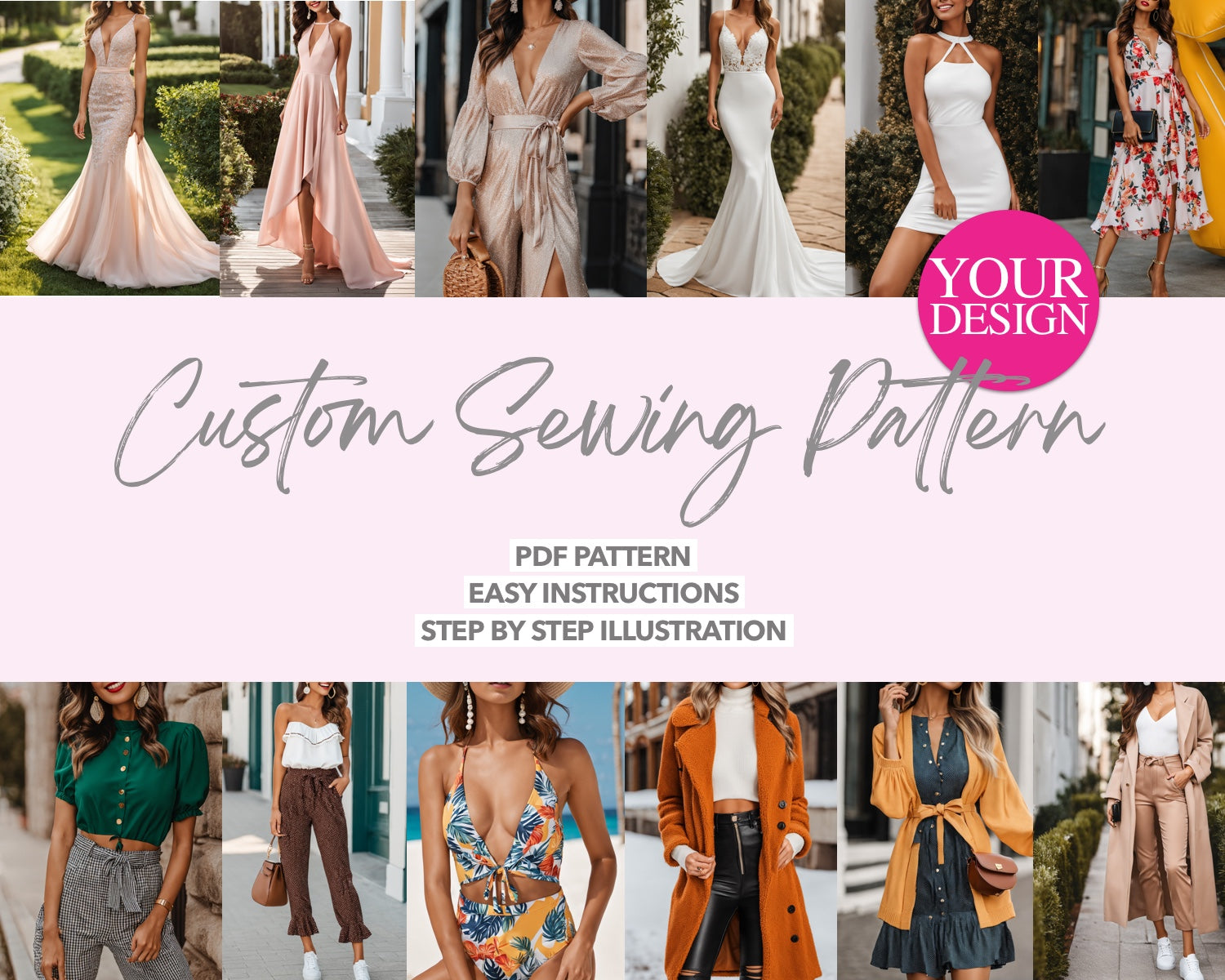 Custom Sewing Pattern pdf sewing pattern with easy instructions and step by step illustrations.