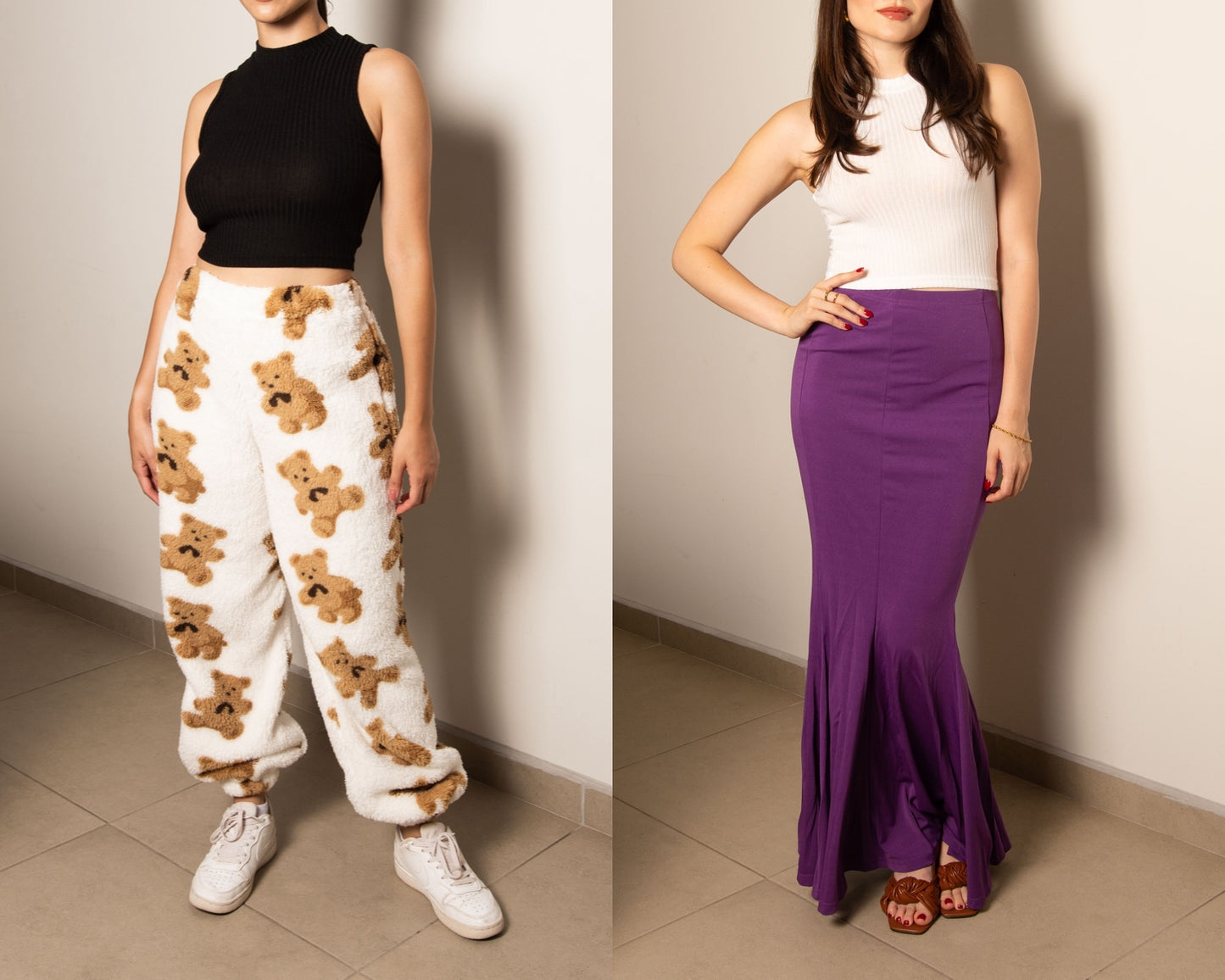Front view of Teddy Pants and Mermaid Skirt.