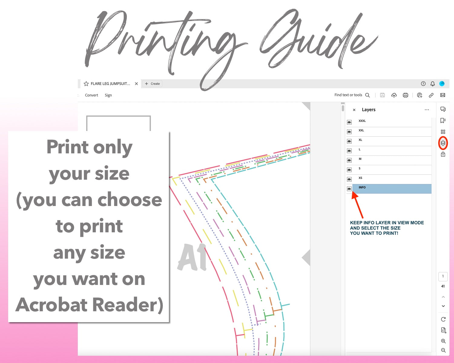 Flare Leg Jumpsuit sewing pattern printing guide.