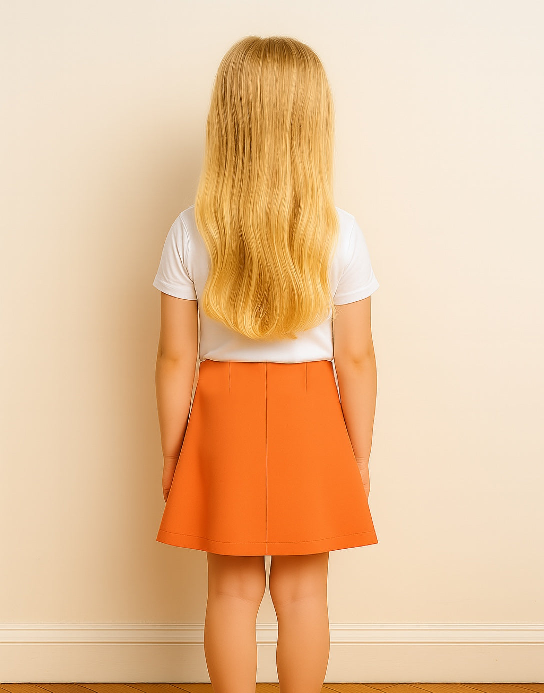 Back view of Girls A-Line Mini Skirt.
