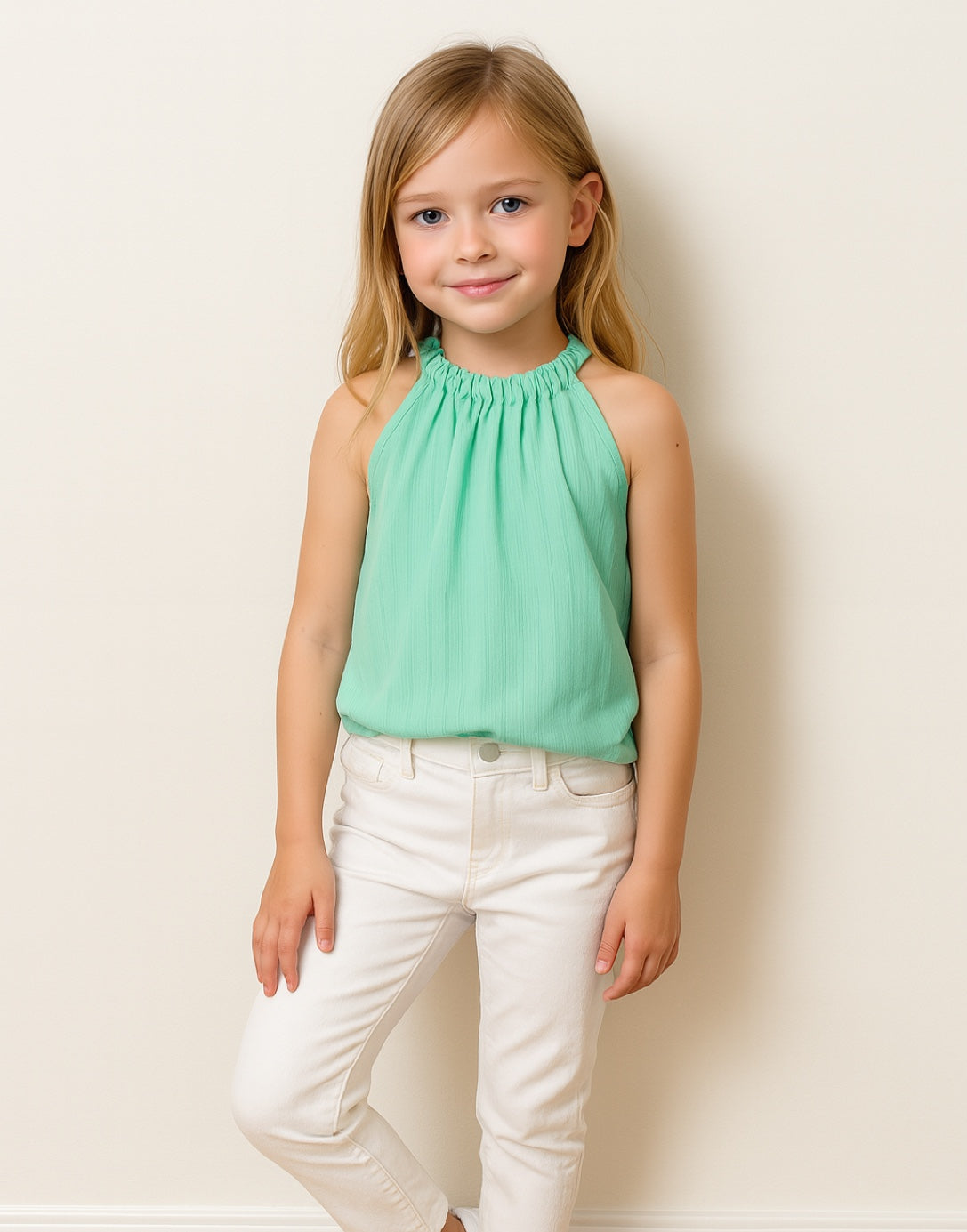 Front view of Girls Halter Top.