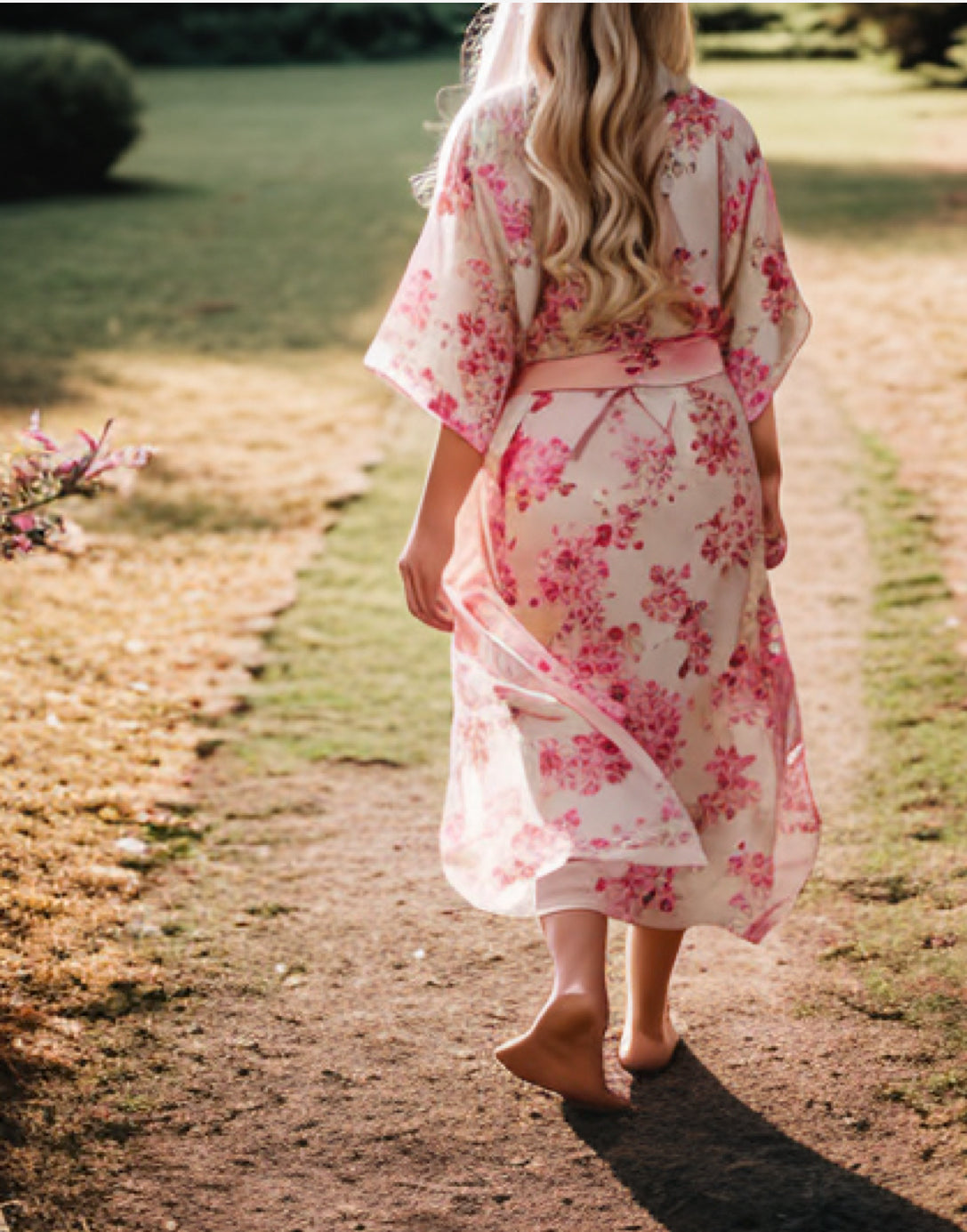 Back view of Girls Kimono Sleeve Robe.