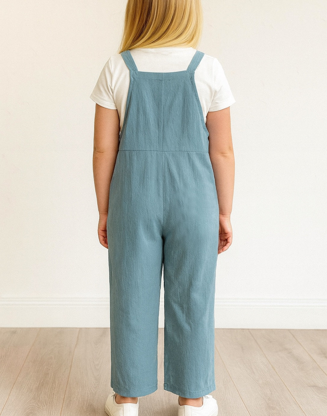 Back view of Girls Overall Jumpsuit.