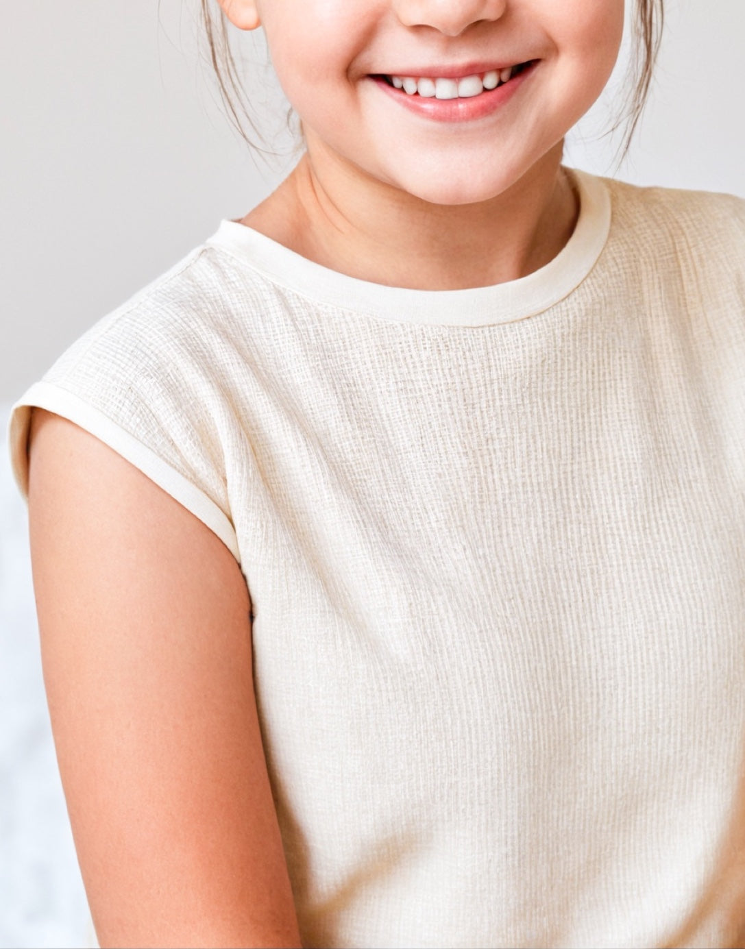Closeup of Girls Oversized Tee.
