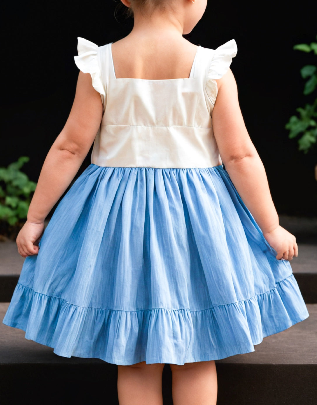 Back view of Girls Ruffle Sleeve Cami Dress.