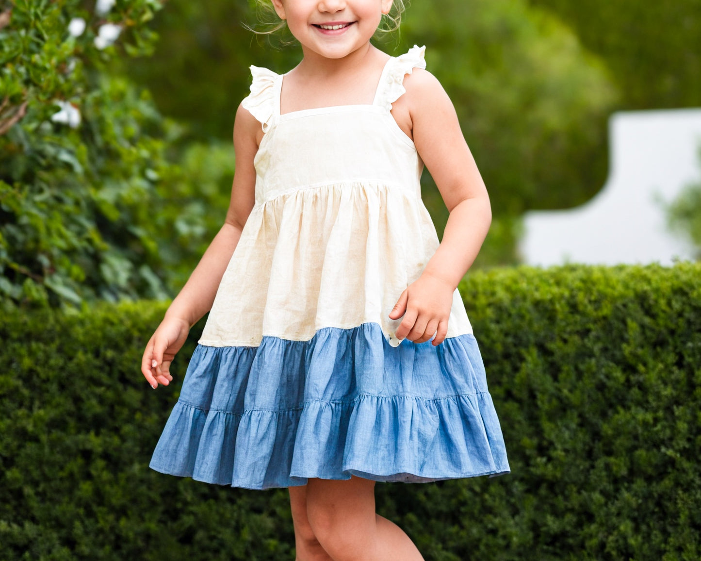 Front view of Girls Ruffle Sleeve Cami Dress.