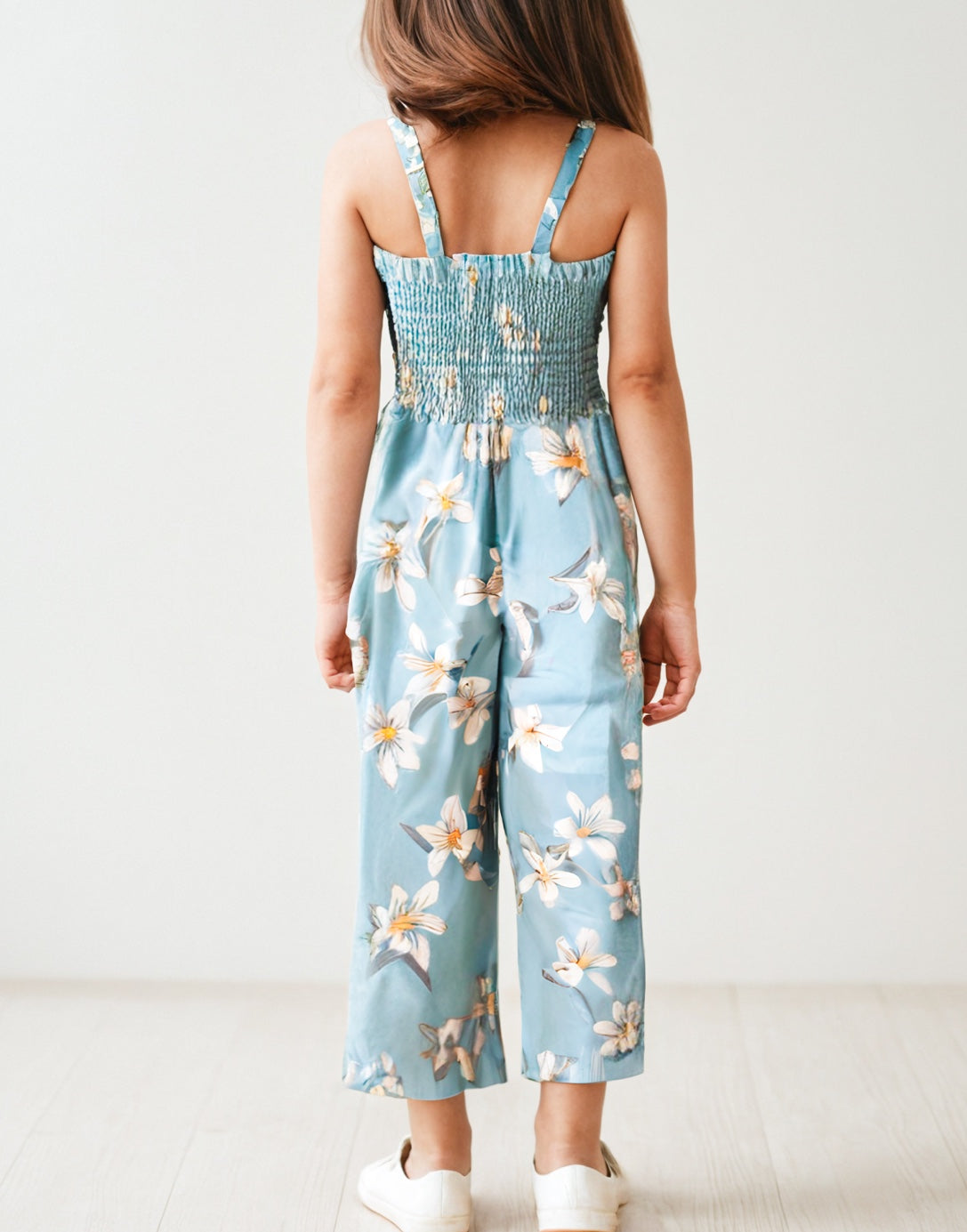 Back view of Girls Shirred Cami Jumpsuit.