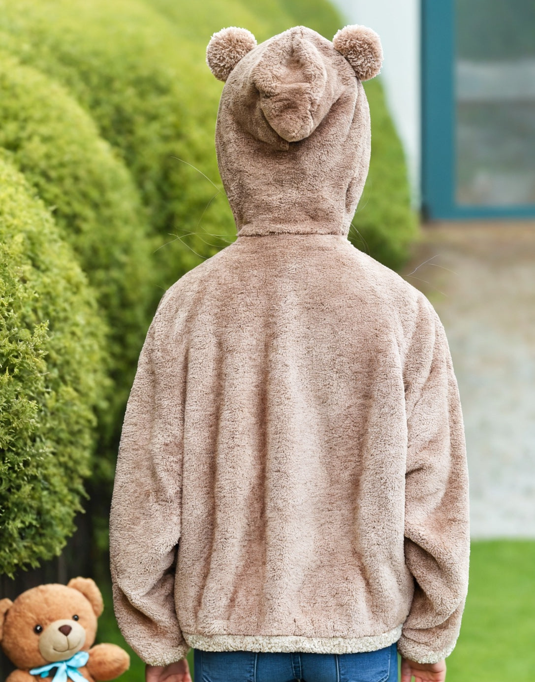 Back view of Girls Teddy Ear Hooded Jacket.