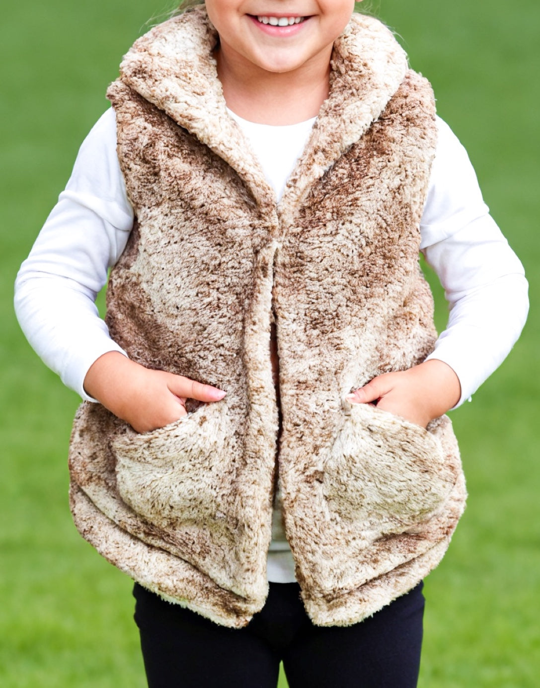 Front view of Girls Teddy Vest.