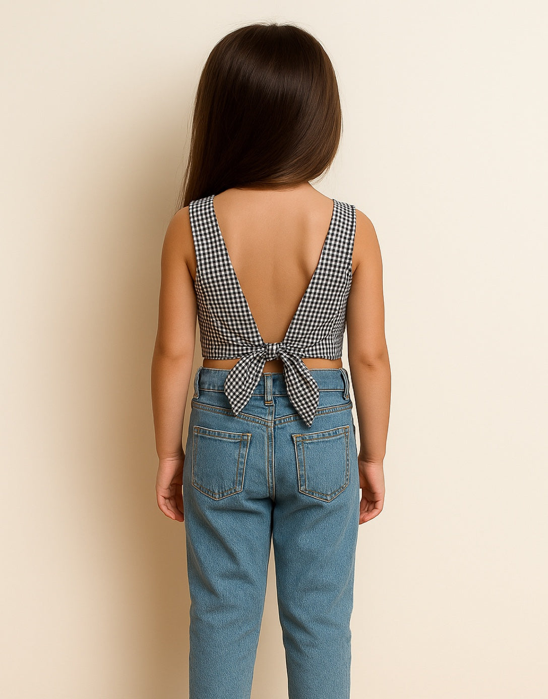 Back view of Girls Tie Back Crop Top.