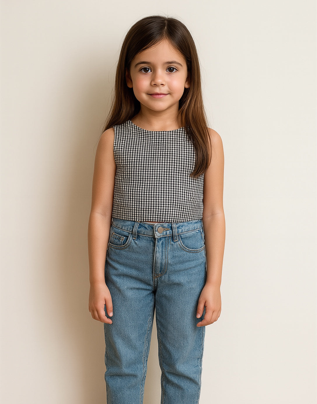 Front view of Girls Tie Back Crop Top.