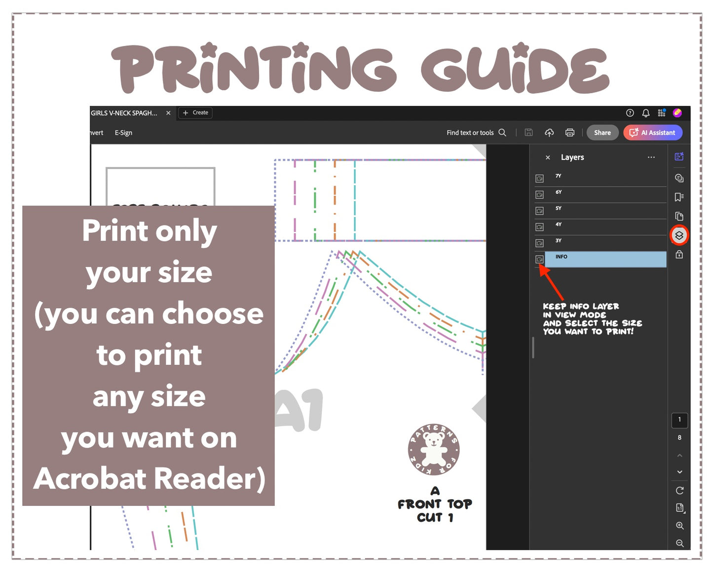 Girls V-Neck Spaghetti Strap Cami Dress sewing pattern printing guide.