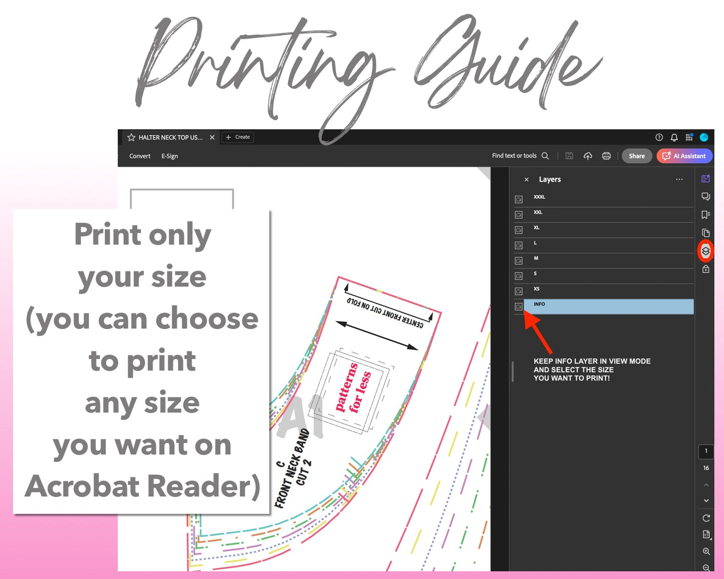 Halter Neck Top sewing pattern printing guide.