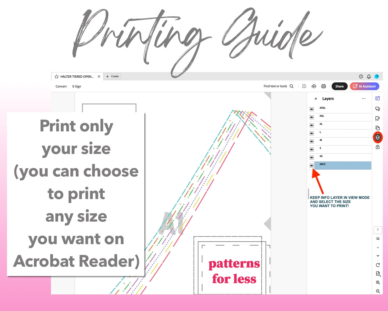 Halter Tiered Open Back Jumpsuit sewing pattern printing guide.