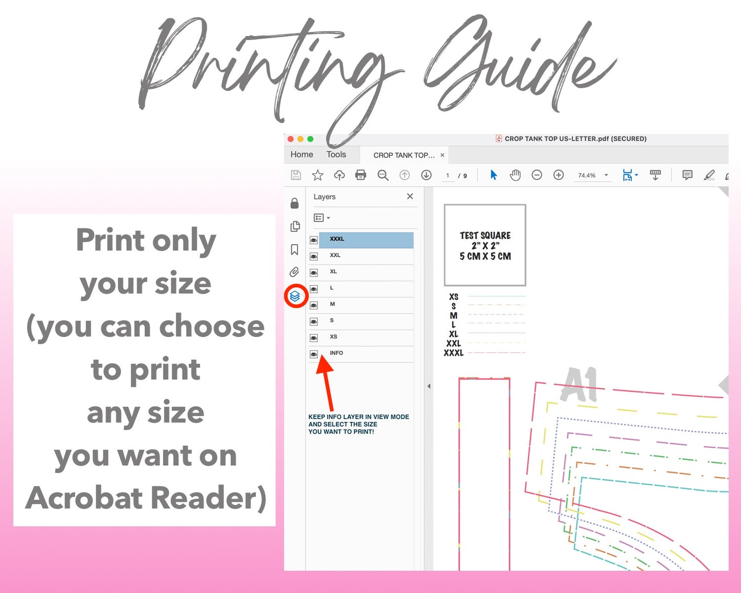 High Neck Crop Tank Top sewing pattern printing guide.