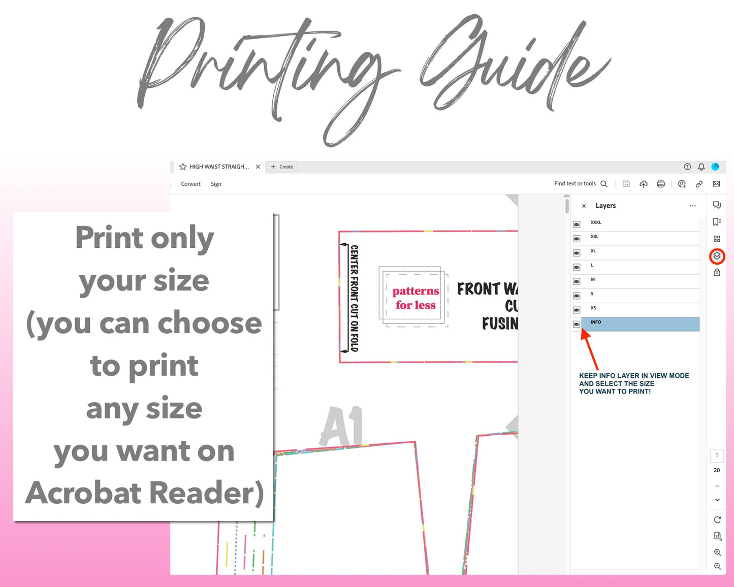 High Waist Straight Leg Pants sewing pattern printing guide.