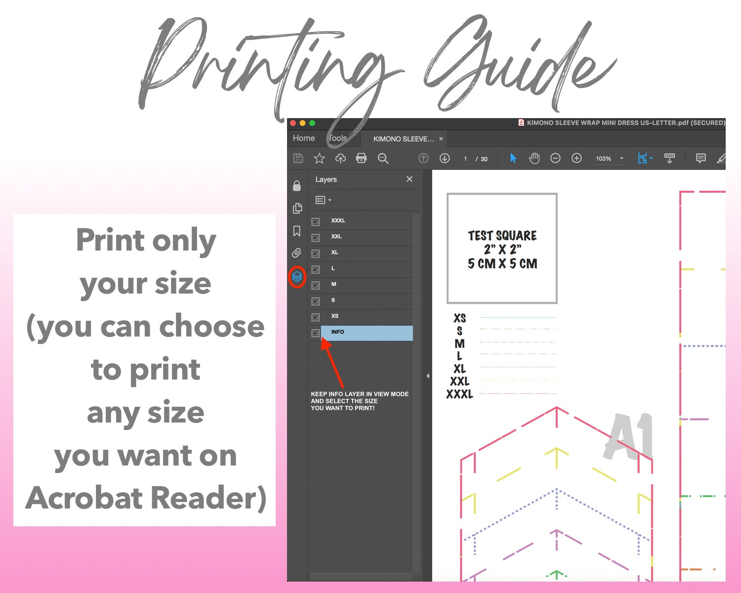Kimono Sleeve Wrap Mini Dress sewing pattern printing guide.