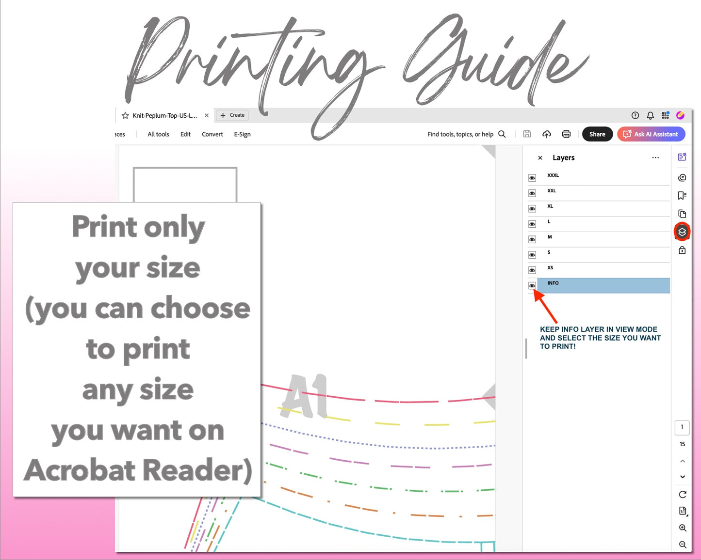 Knit Peplum Top sewing pattern printing guide.