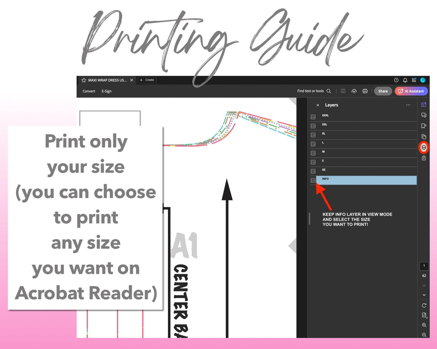 Maxi Wrap Dress sewing pattern printing guide.