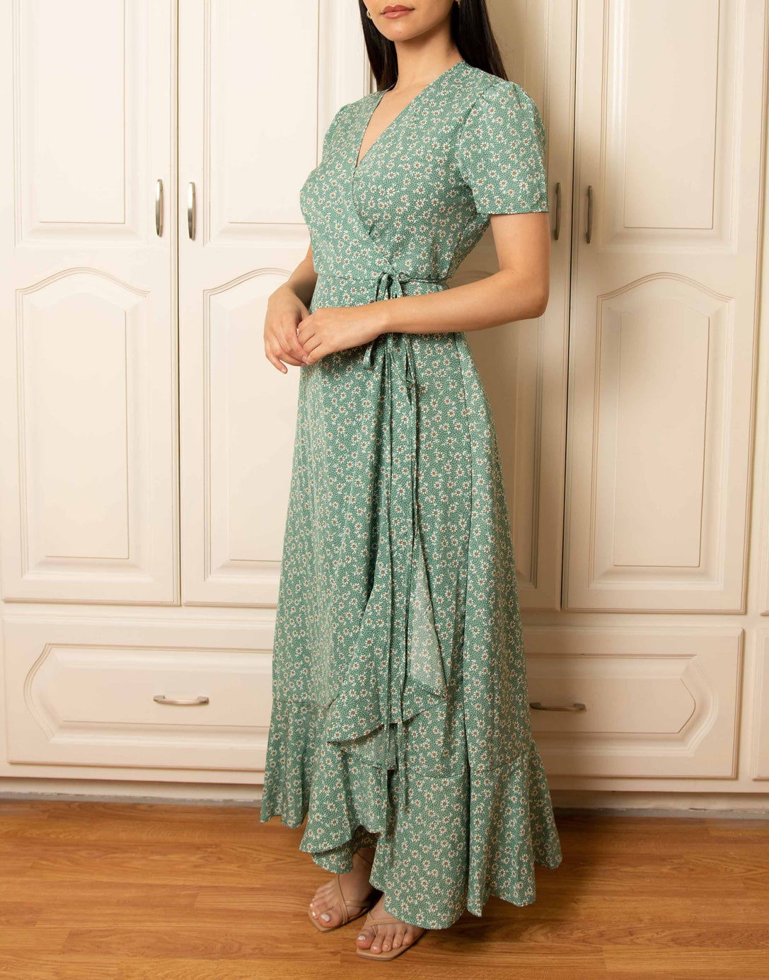 Side view of Maxi Wrap Dress.