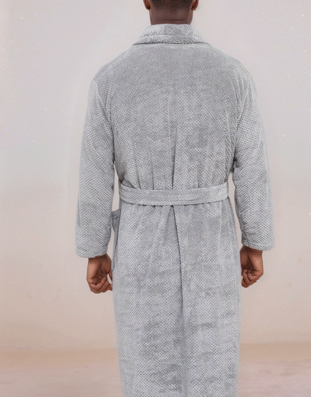 Back view of Mens Bathrobe.