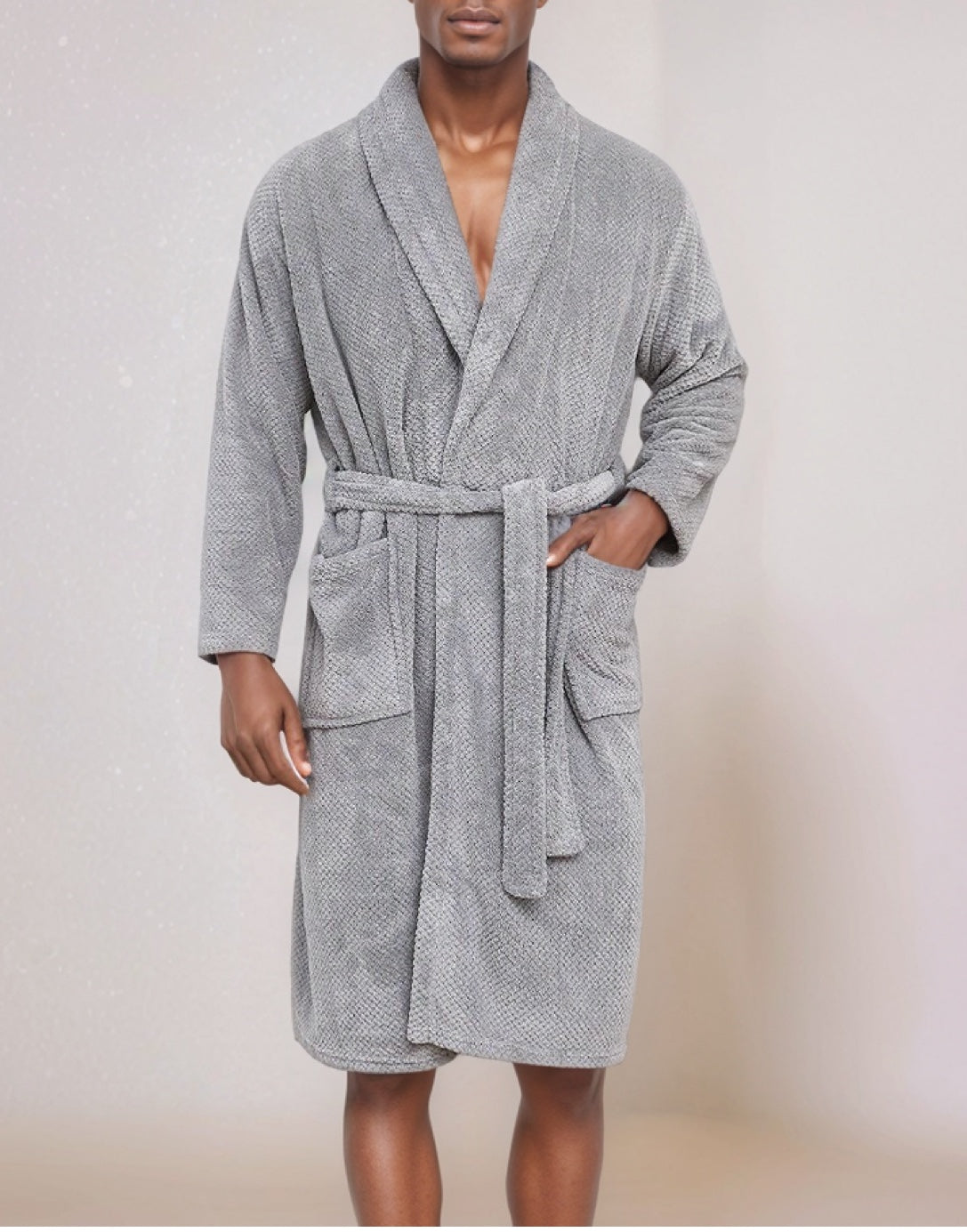Front view of Mens Bathrobe.