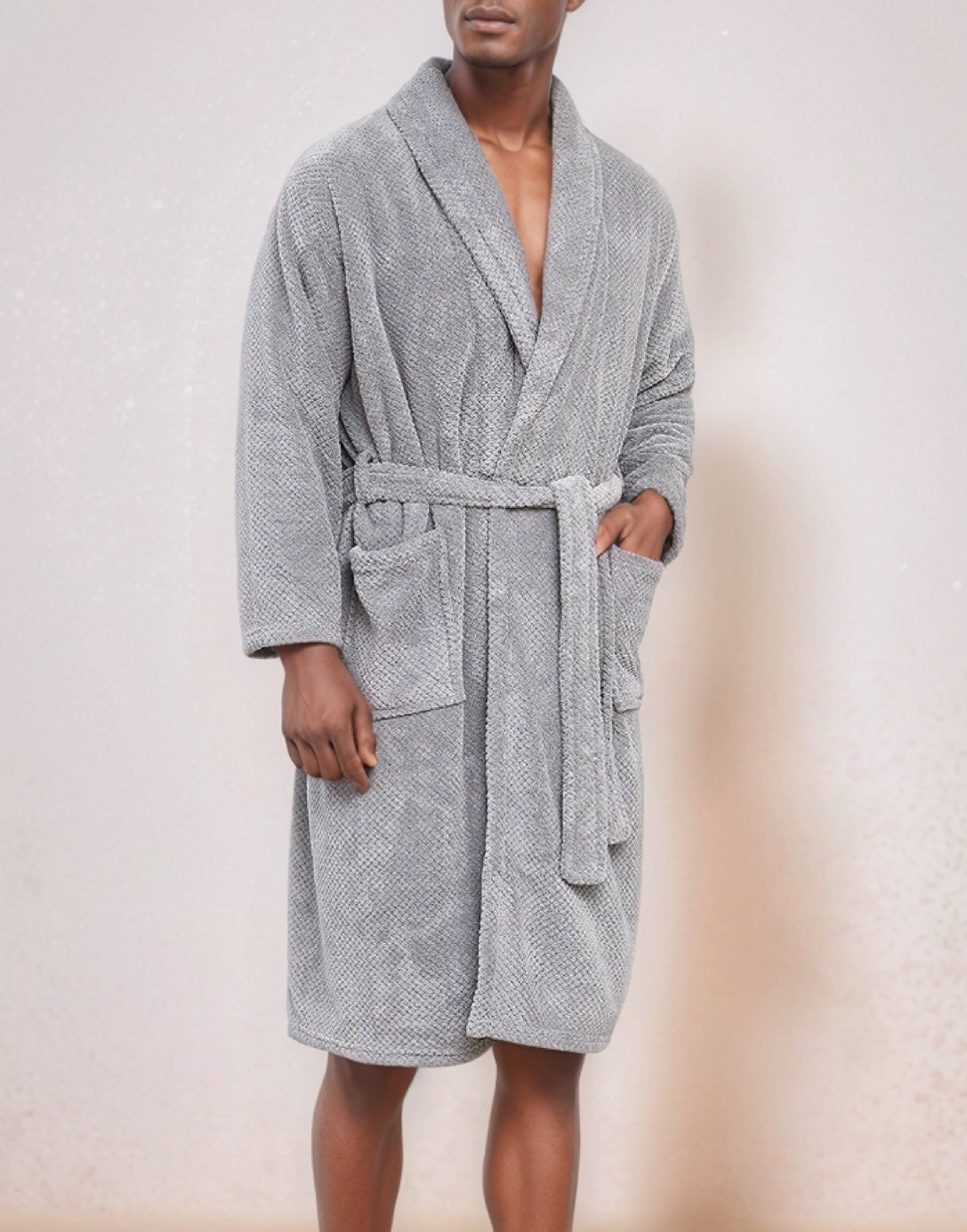 Side view of Mens Bathrobe.